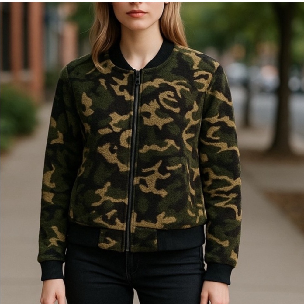 New SANCTUARY x Anthropologie Faux Shearling Teddy Full Zip Bomber Jacket Size M - Picture 5 of 5